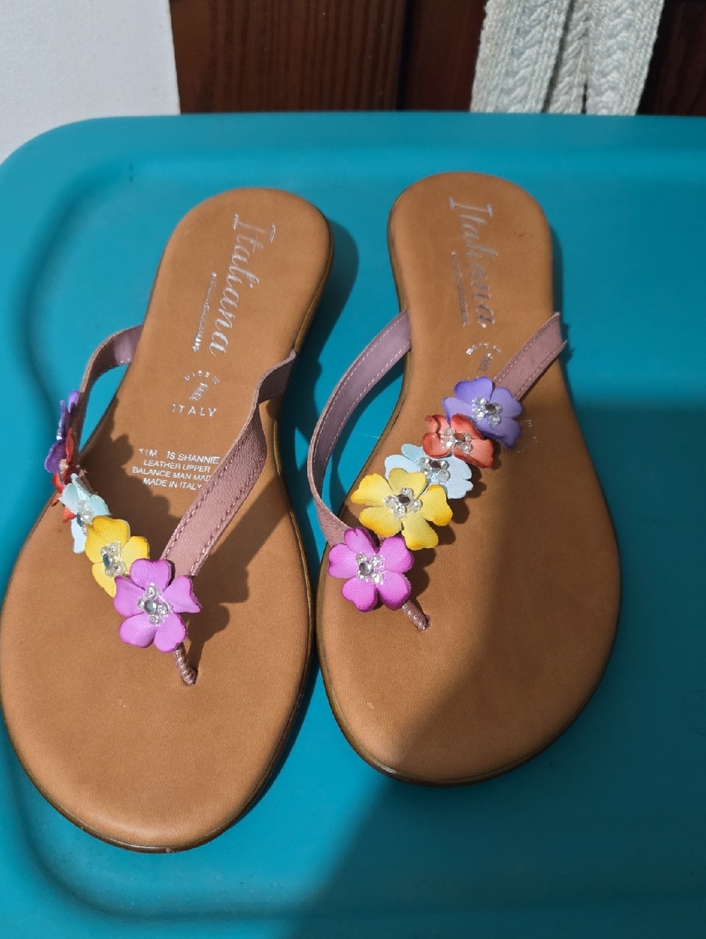 Floral Embellished Thong Sandals - Pink Multicolor